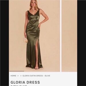 Elegant Olive Satin Maxi Dress